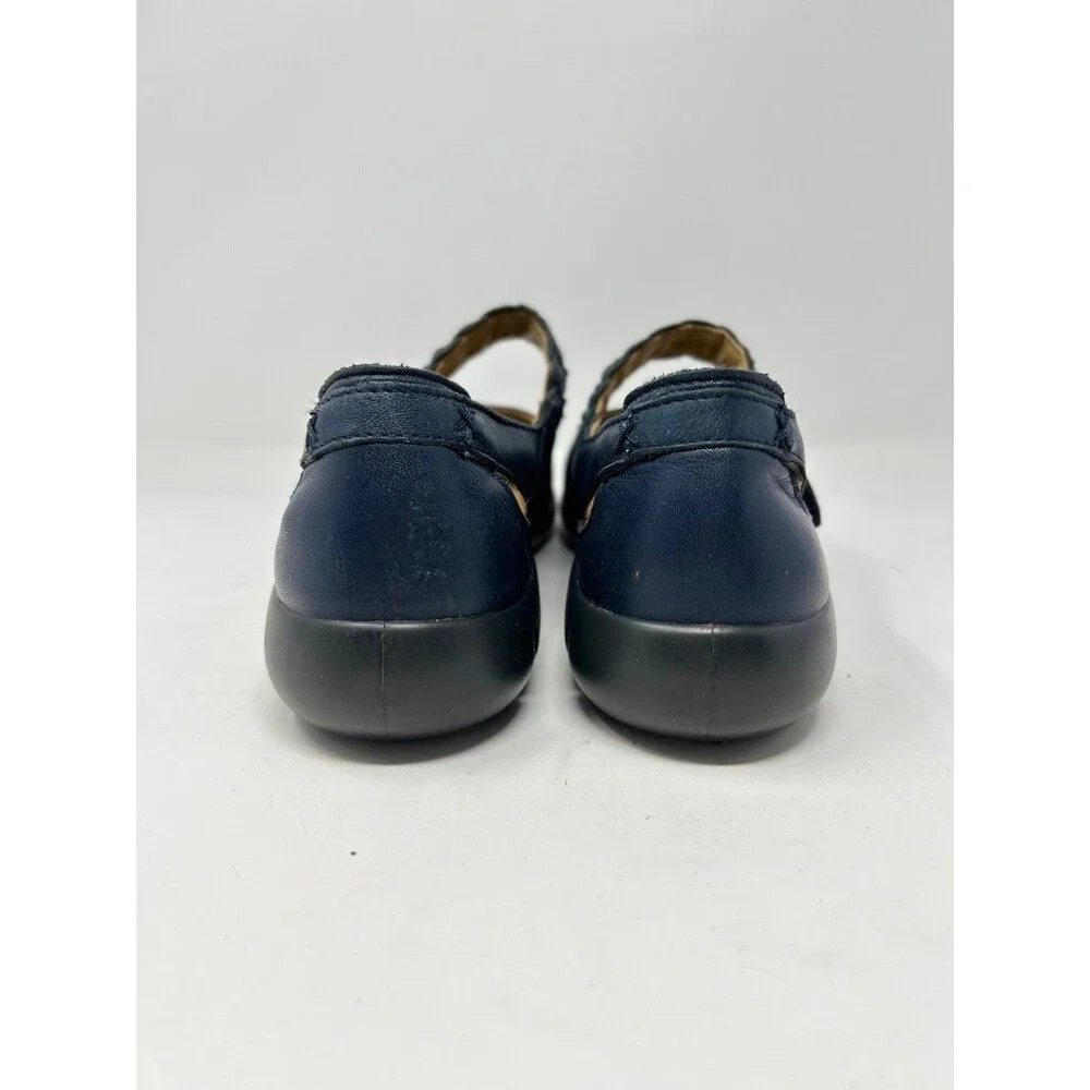 Hotter Women's US sz 9 Navy Leather Shake Mary Jane Flats Comfort Shoes